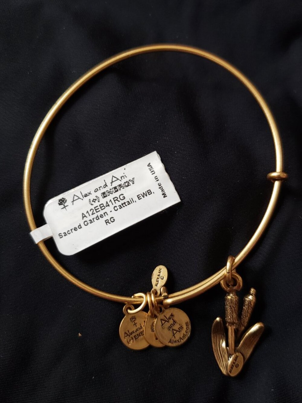 ☮️ NWT - Alex & Ani Gold Sacred Garden Cattail Bracelet Bangle # 3